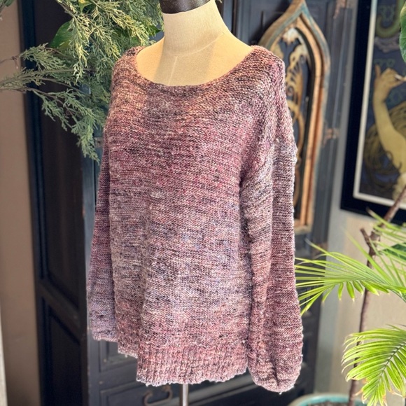 American Eagle soft oversized heathered mauve cozy sweater boat neck - Picture 5 of 14